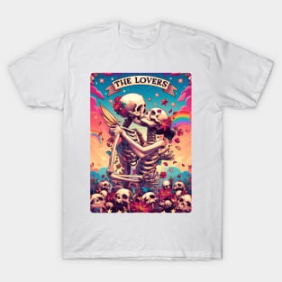 "The Lovers" Skeleton Tarot Card T-Shirt